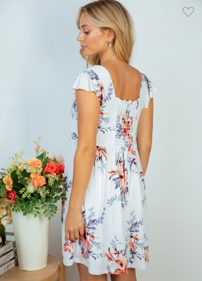 Ivory Floral Mini Dress