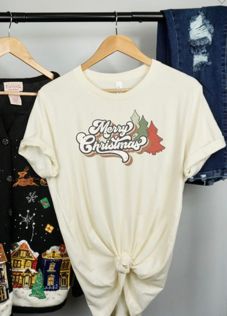 Retro Christmas Tee in Cream