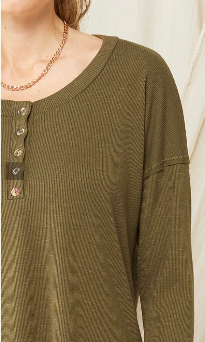 Olive Button Henley