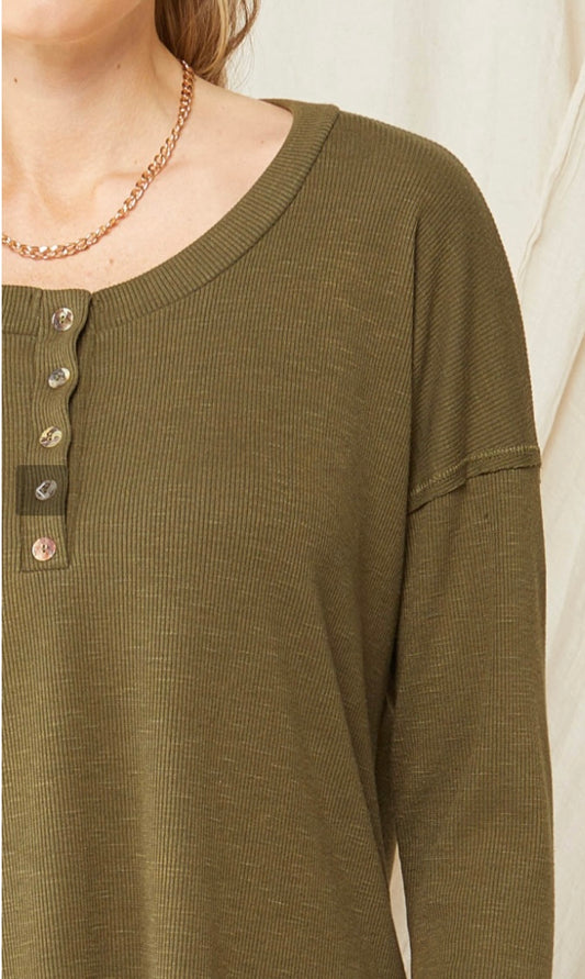 Olive Button Henley