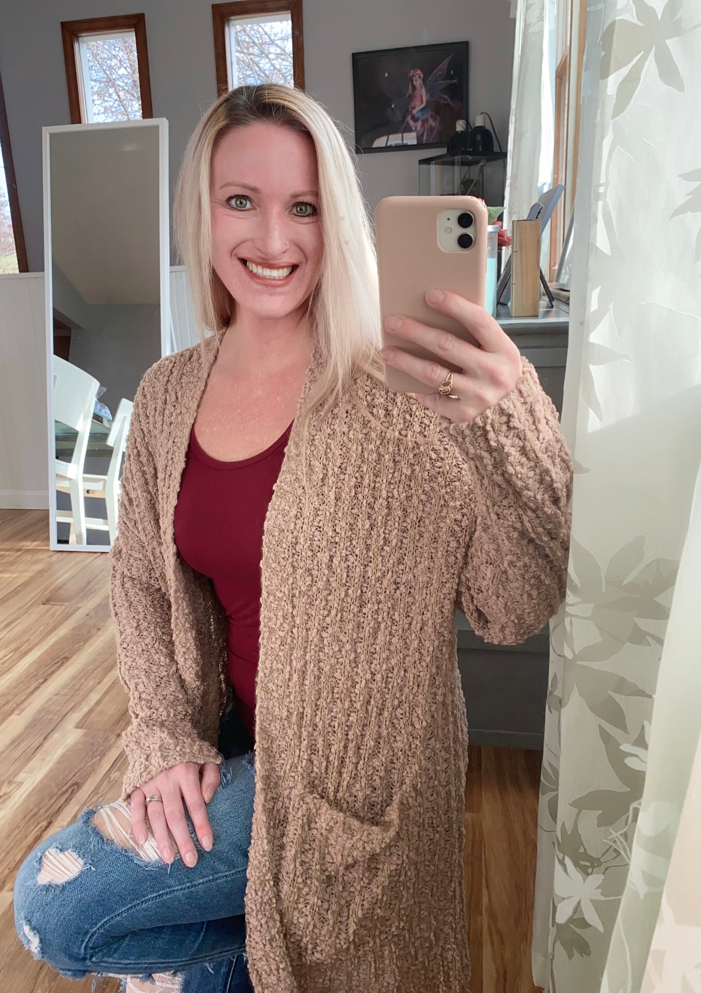 Taupe Popcorn Cardigan