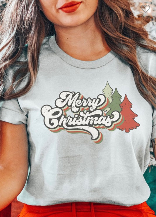 Retro Christmas Tee in Grey