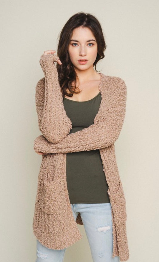 Taupe Popcorn Cardigan