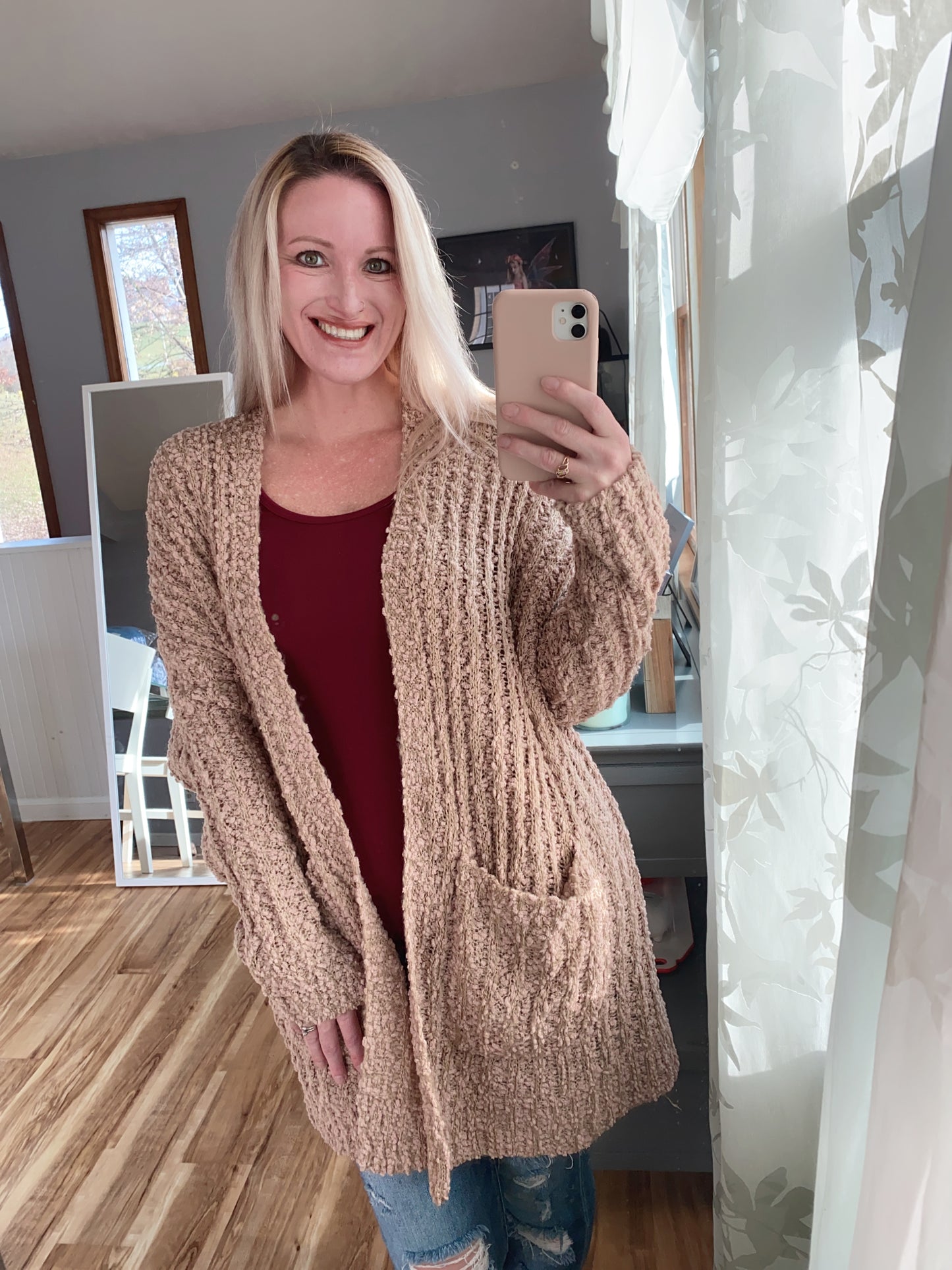 Taupe Popcorn Cardigan