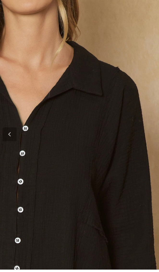 Eliza Black Button Up