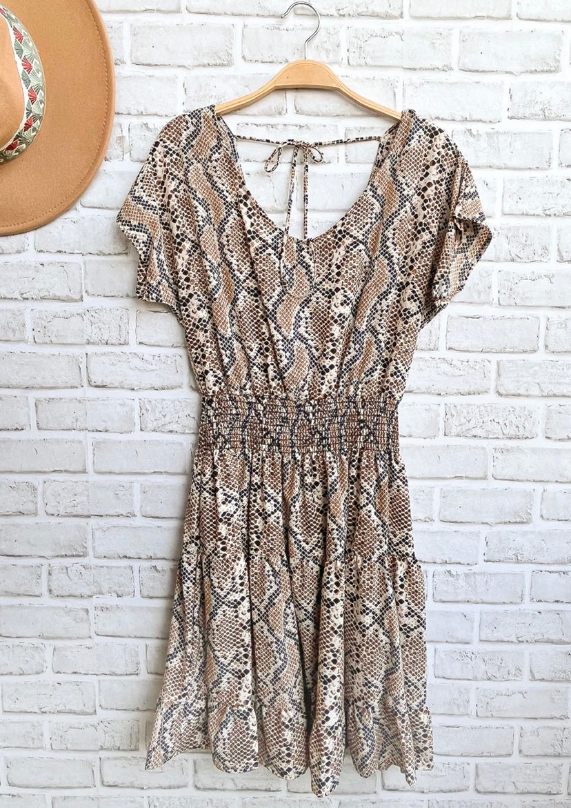 snake print, dress, summer dress, the bellflower boutique