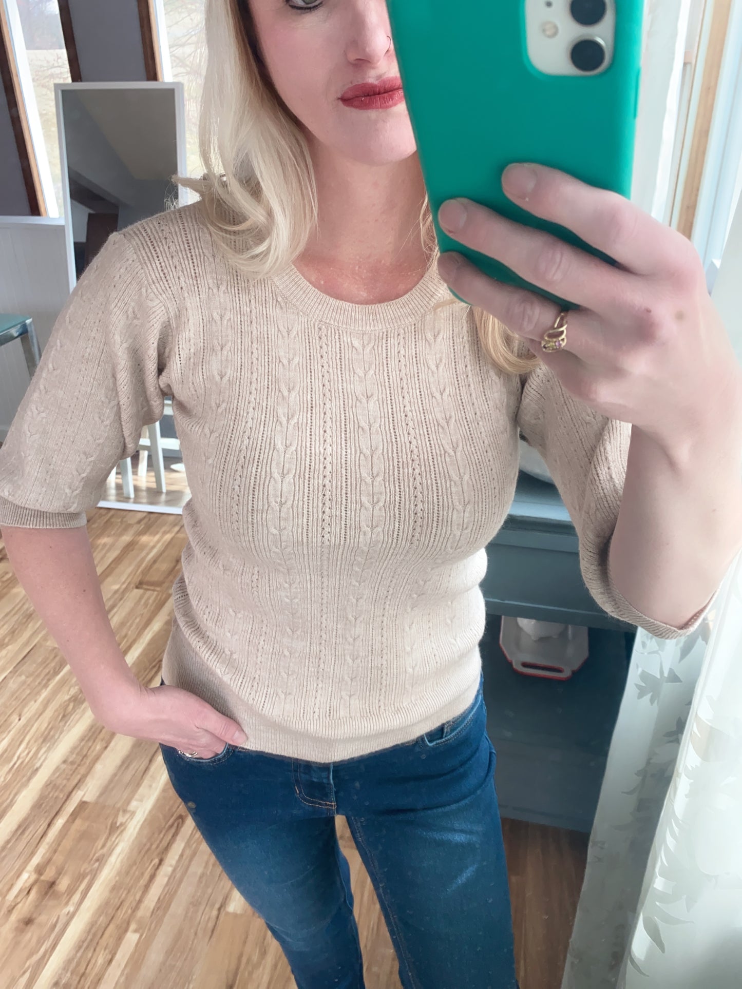 Cecilia Cream Cable Knit Top