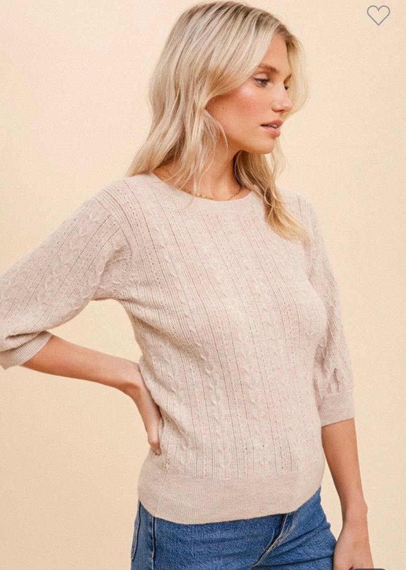 Cecilia Cream Cable Knit Top