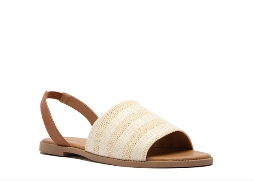 Beige Slingback Flat Sandals on loop