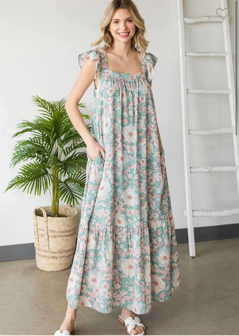 Mint and Ivory Maxi Dress