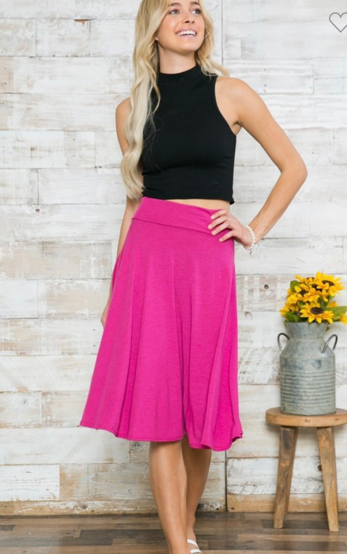 Fuchsia Midi Skirt