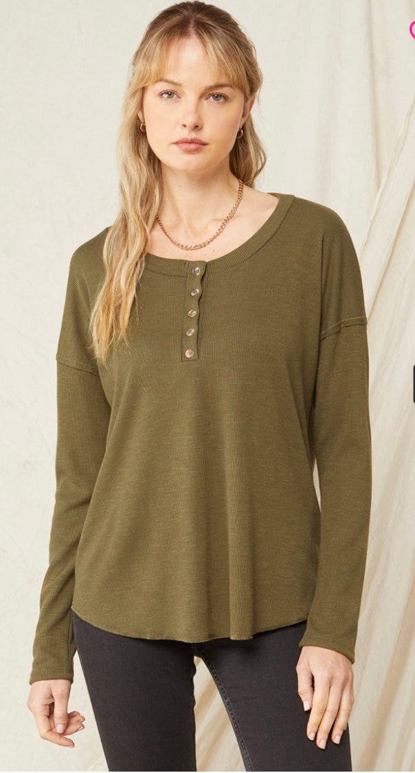 Olive Button Henley