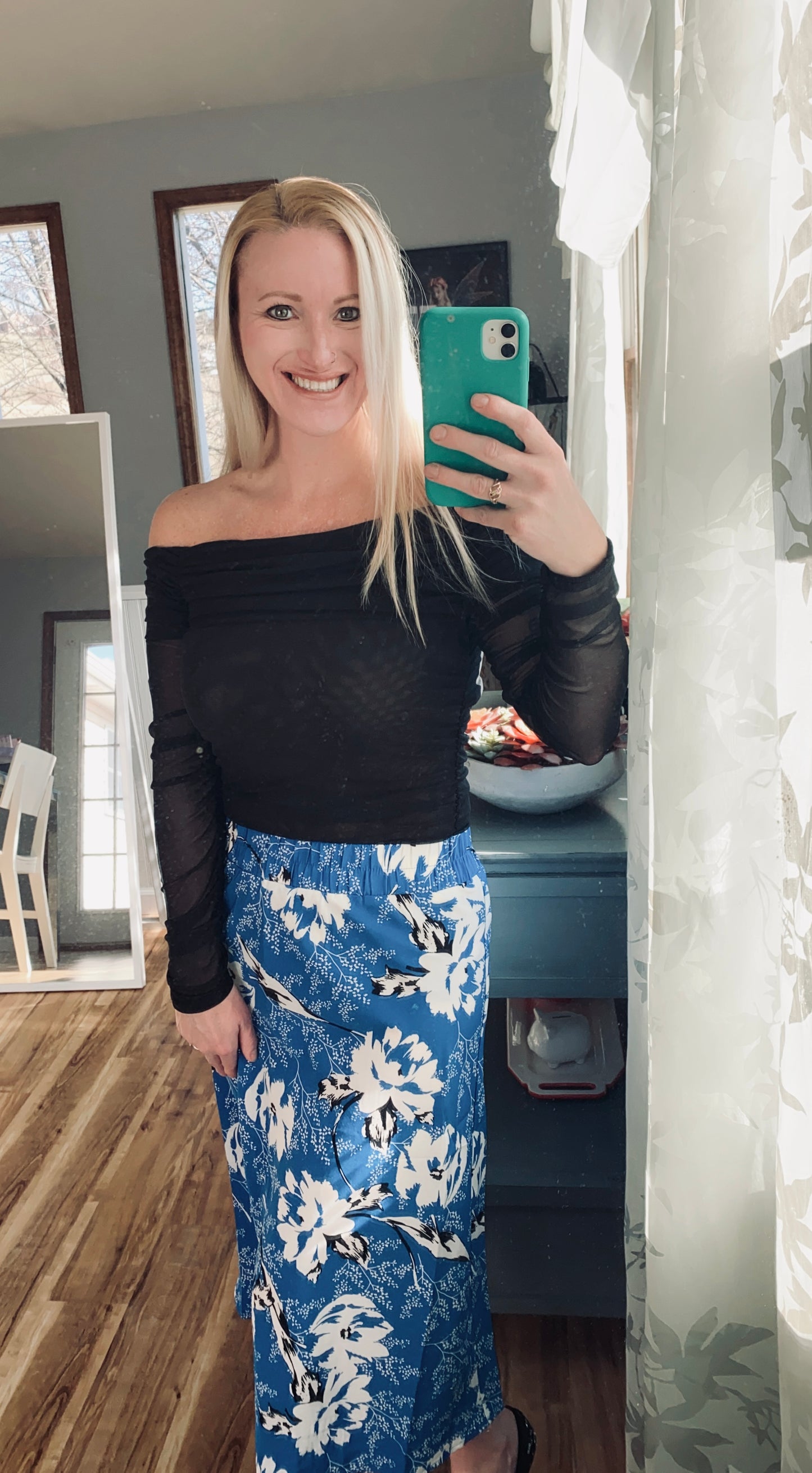 Royal Blue Floral Skirt