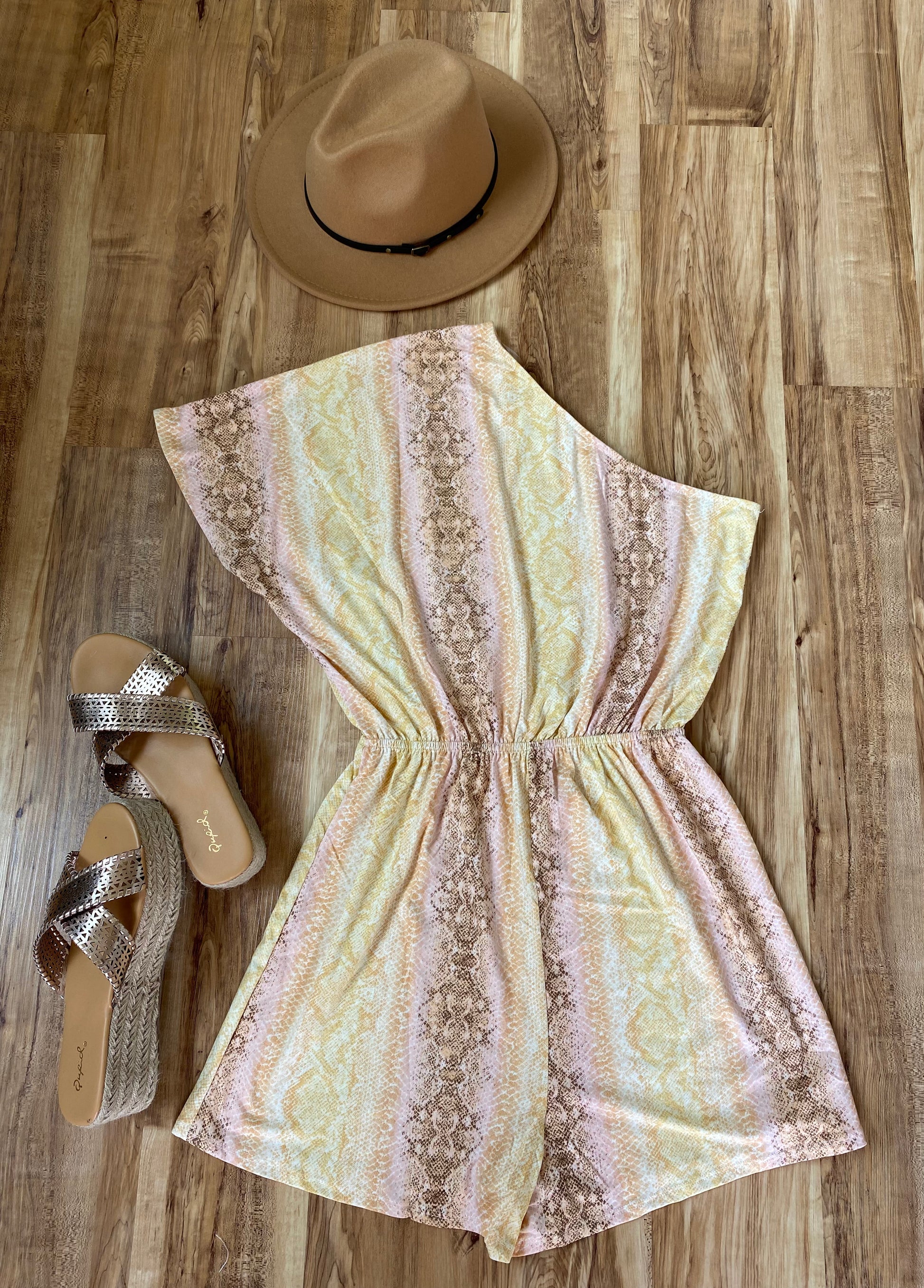 romper, women's clothing, one-piece, yellow, tan, sexy, sexy romper, the bellflower boutique, off-the-shoulder, light, summer, spring