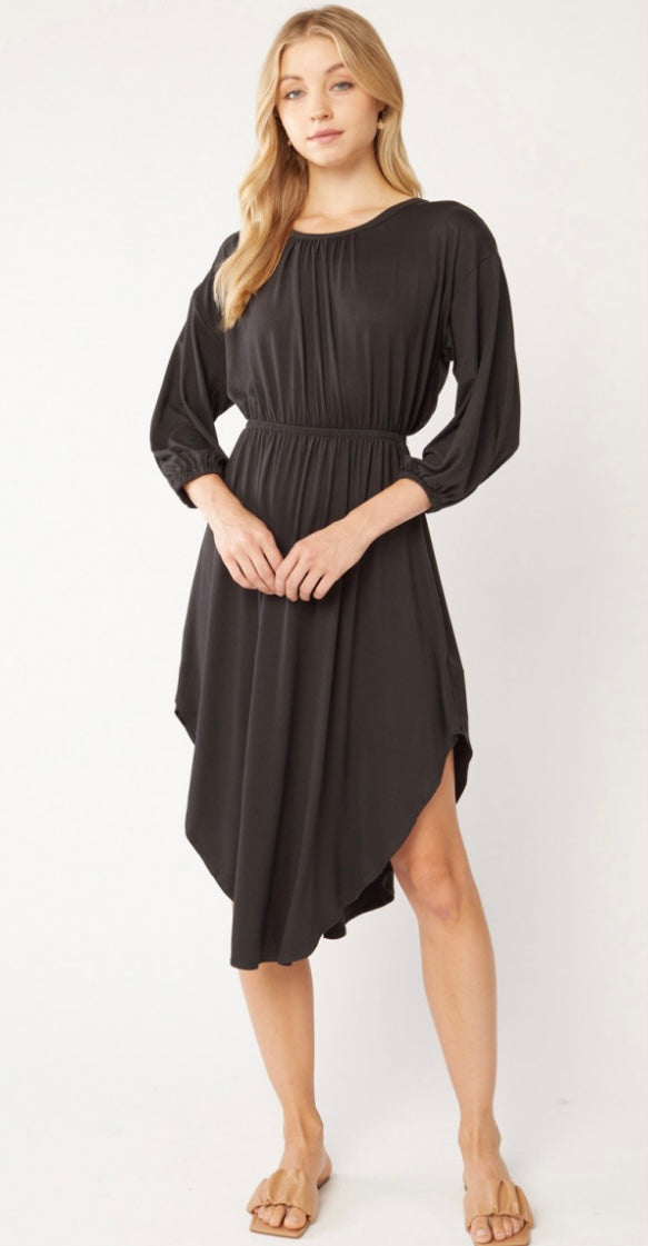 Black Tie Back Midi Dress