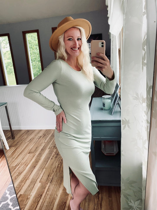 green dress, dresses, long-sleeve, light-weight, summer, spring, women's clothing, the bellflower boutique, kristy, hot, hot as balls