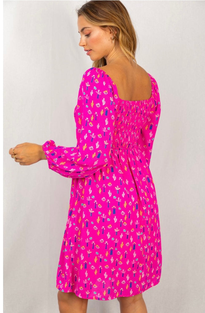 Find a Reason Ruched Dress in Fuschia